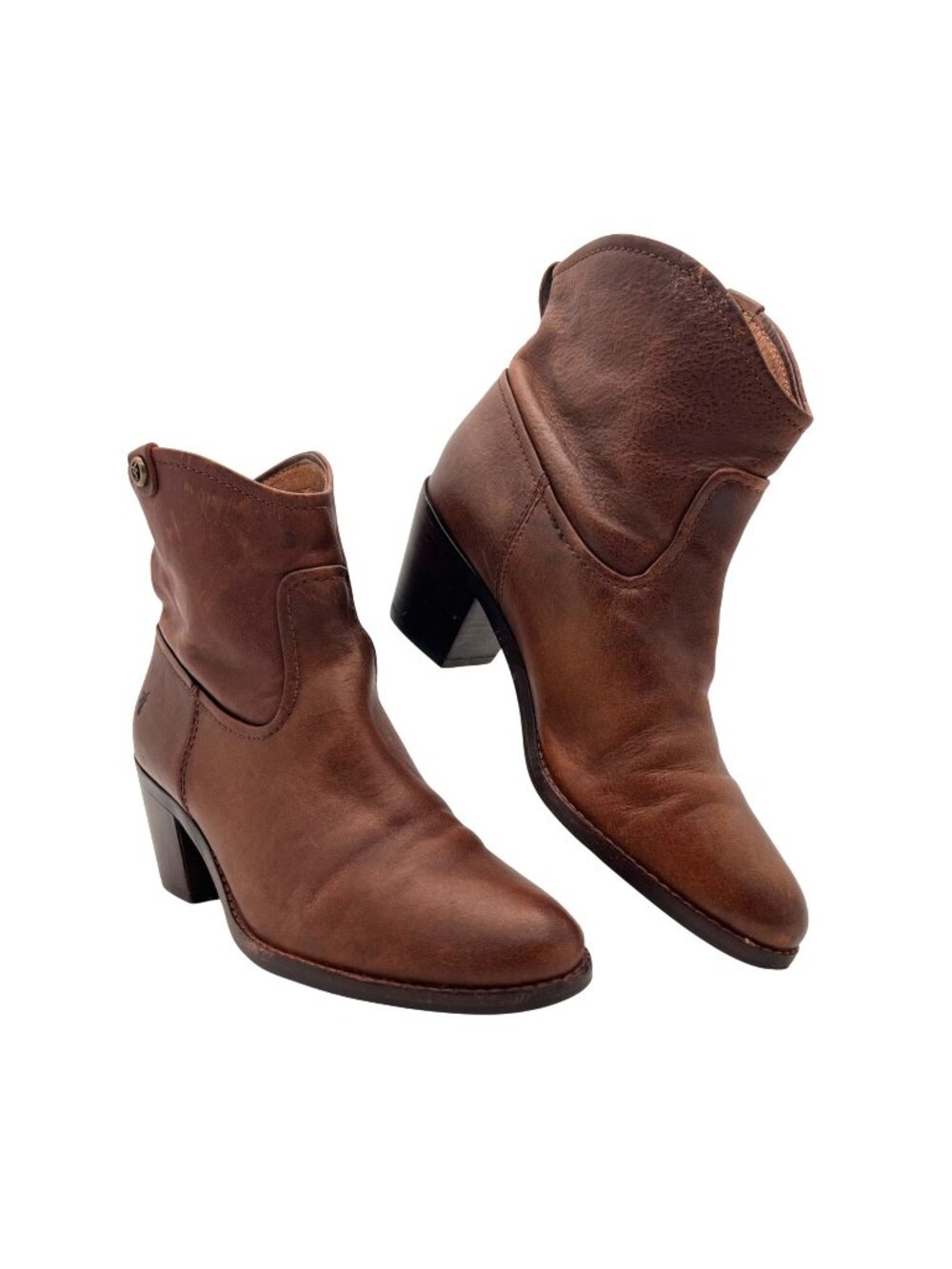 Frye Jolene Brown Leather Western Style Ankle Boots Cowgirls Womens Size 7.5 M